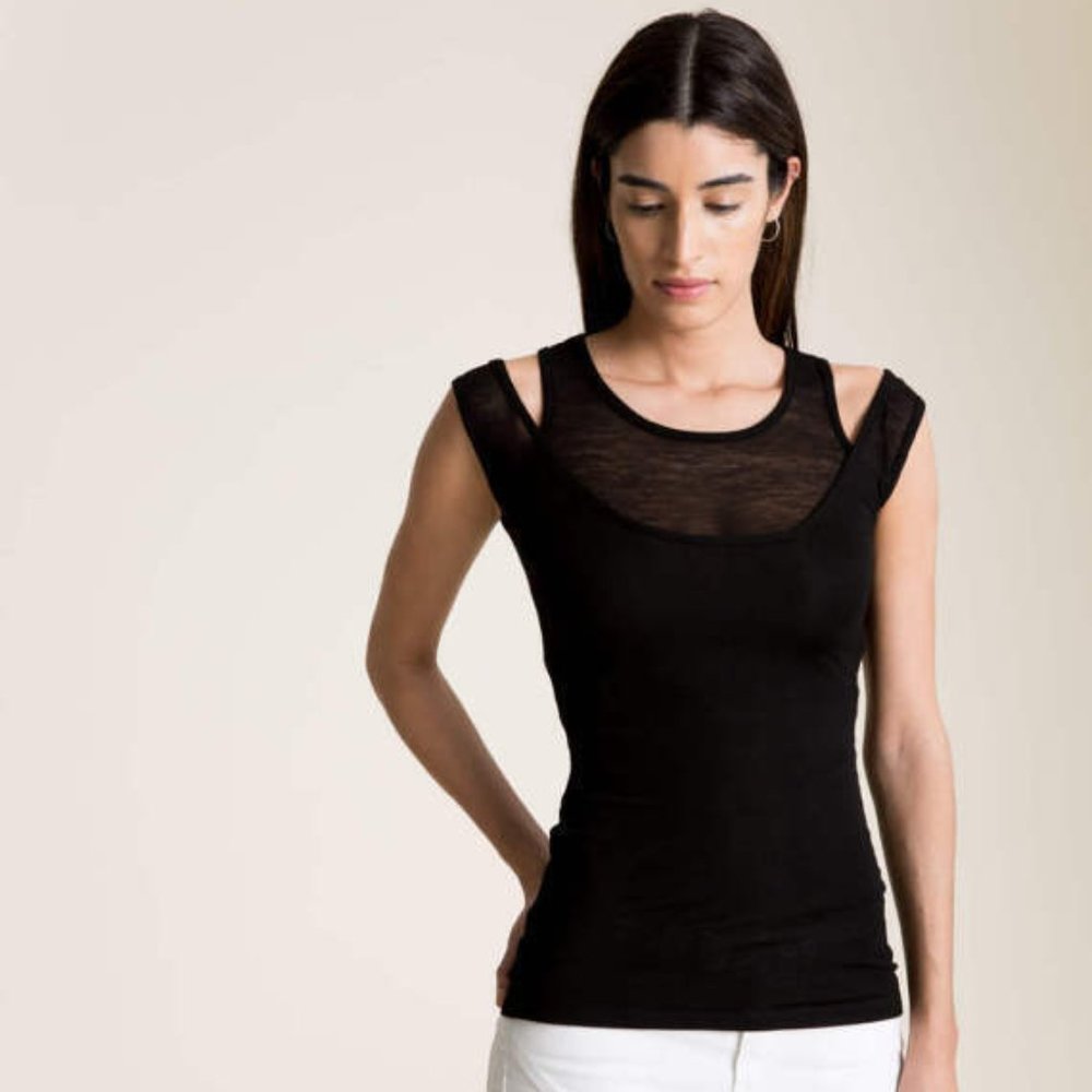 Black Tanktop With Sheer Inner Layer